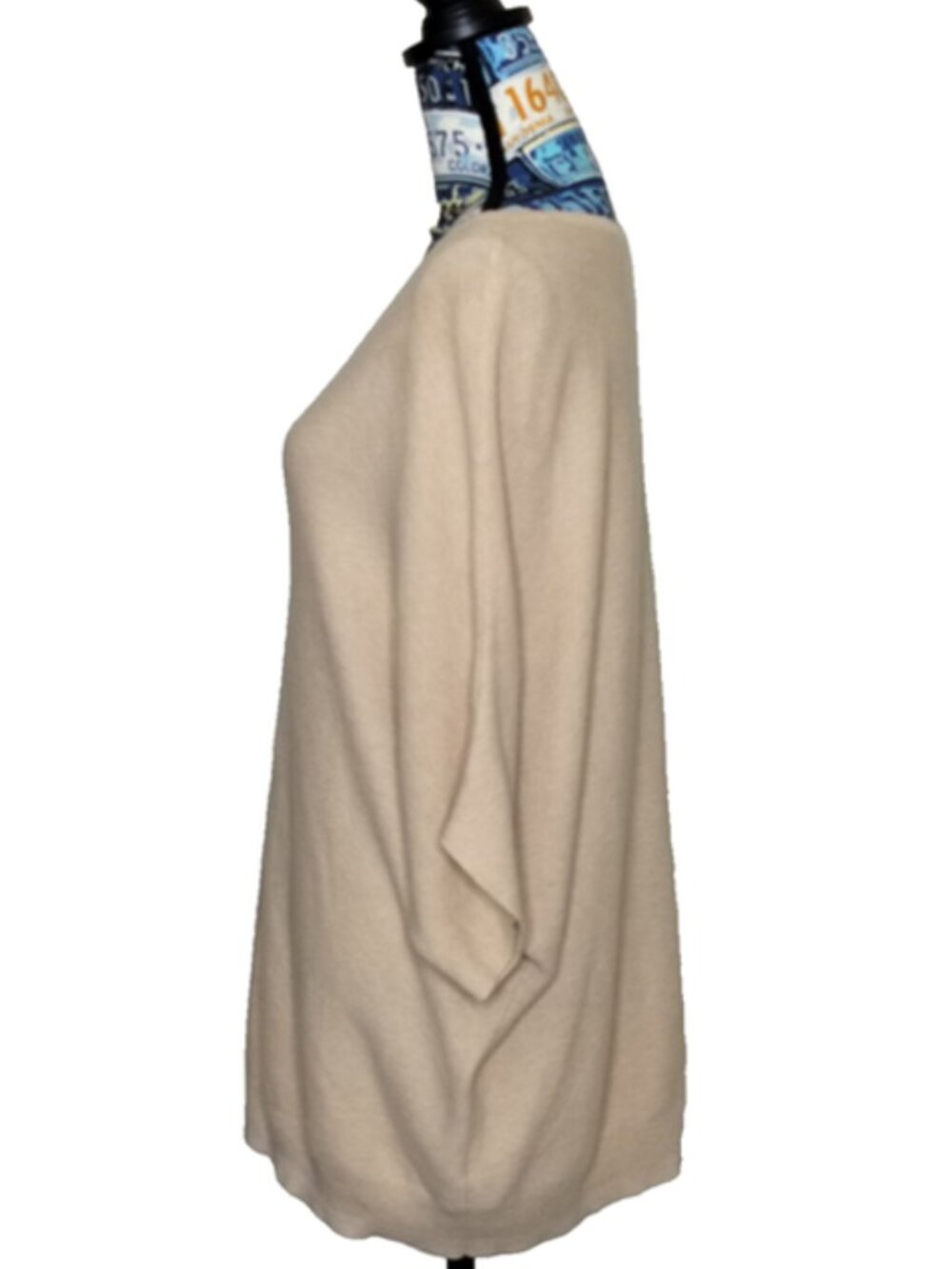 QUINCE Lightweight Cotton Cashmere Link-Stitch Dolman Sweater Heather Oatmeal L - Picture 6 of 10